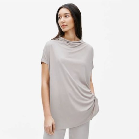 Eileen Fisher Tops - Eileen Fisher Stretch Silk Jersey Funnel Neck Tunic Size 2X